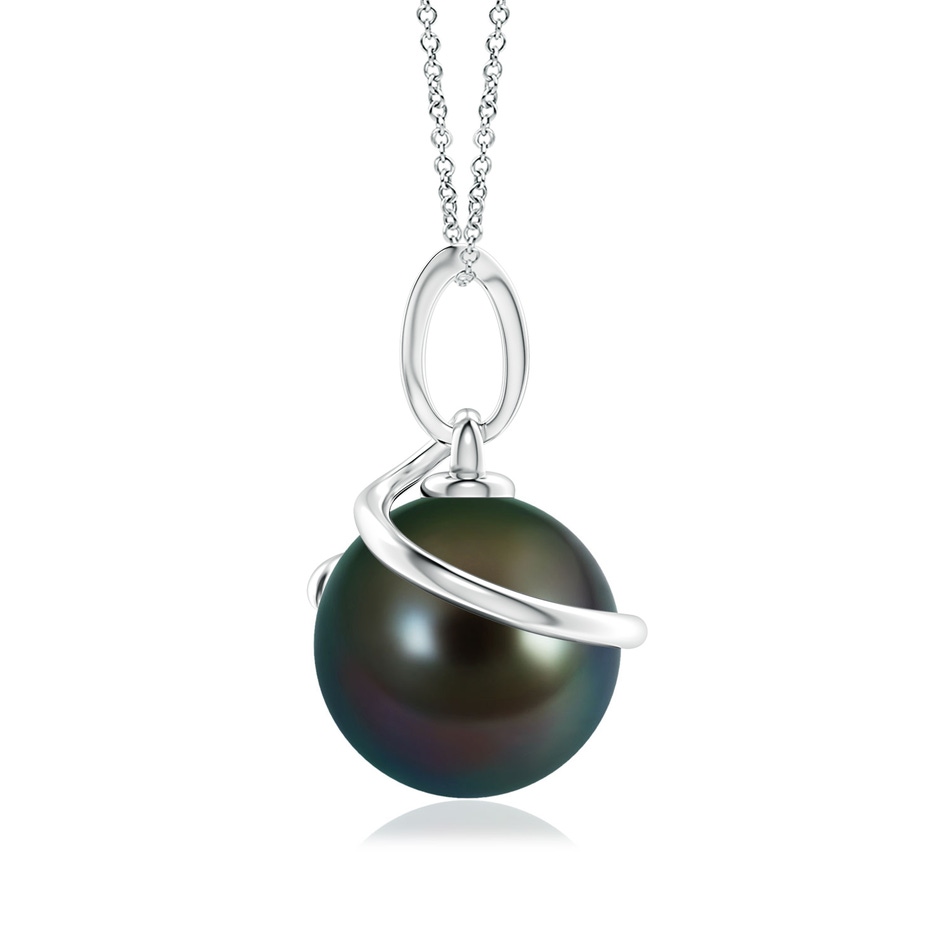 9mm AAAA Tahitian Pearl Spiral Pendant with Diamonds in S999 Silver side-1
