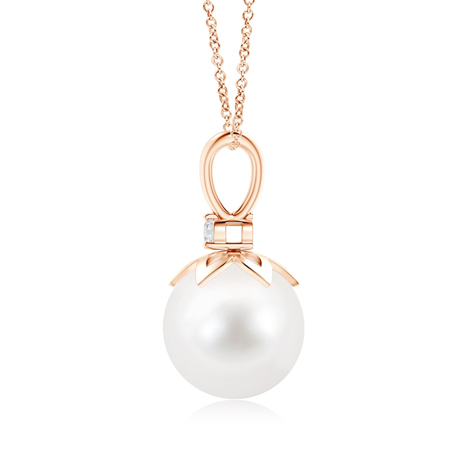 10mm AA Freshwater Pearl V-Bale Pendant with Diamond in Rose Gold product image