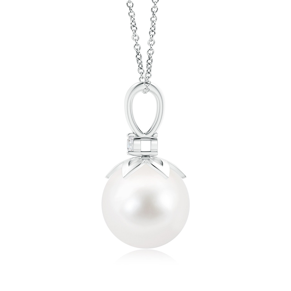 10mm AA Freshwater Pearl V-Bale Pendant with Diamond in White Gold product image