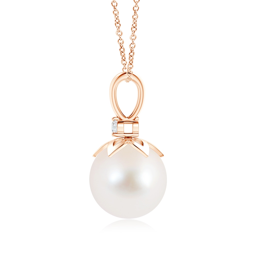 10mm AAA Freshwater Pearl V-Bale Pendant with Diamond in Rose Gold Product Image