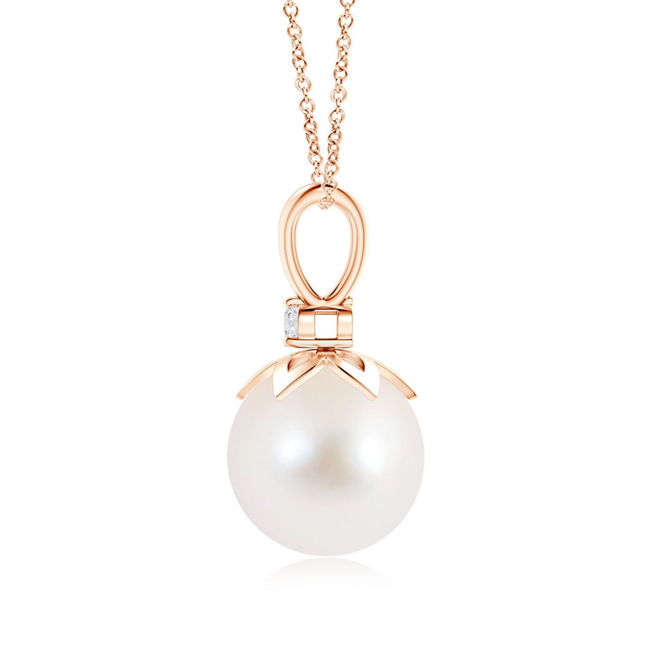 10mm AAA Freshwater Pearl V-Bale Pendant with Diamond in Rose Gold product image