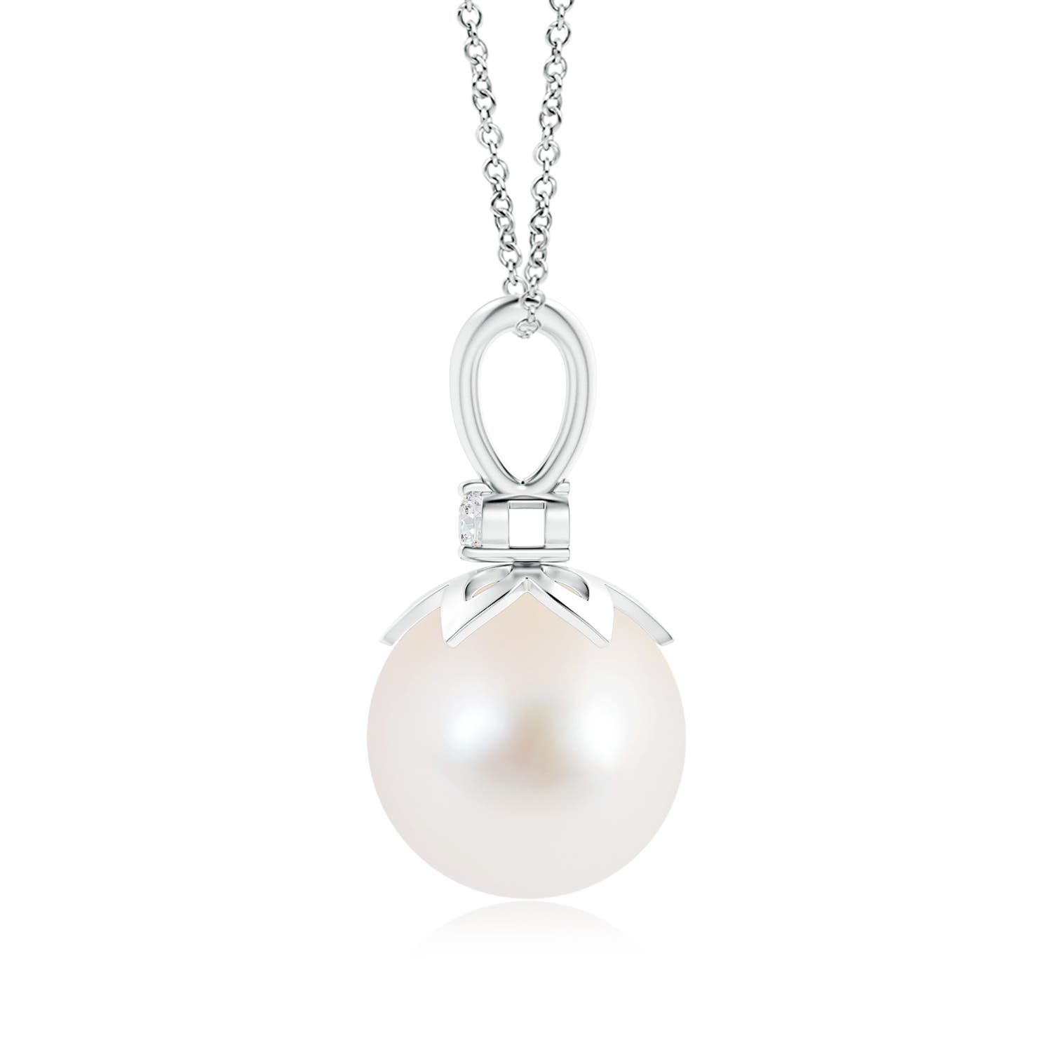Freshwater Pearl V-Bale Pendant with Diamond | Angara