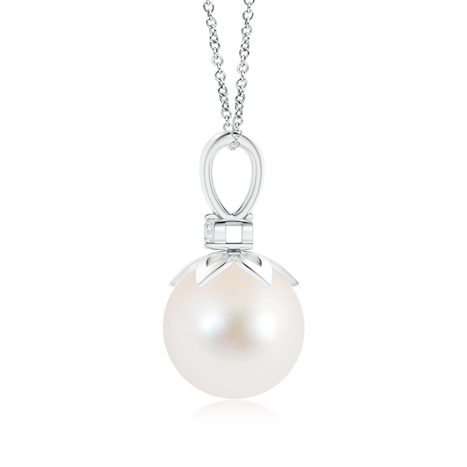 10mm AAA Freshwater Pearl V-Bale Pendant with Diamond in White Gold product image