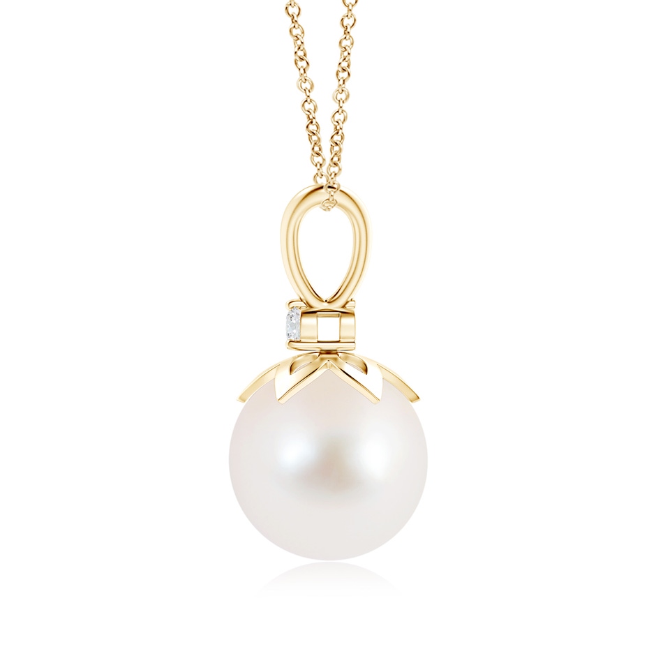 10mm AAA Freshwater Pearl V-Bale Pendant with Diamond in Yellow Gold product image