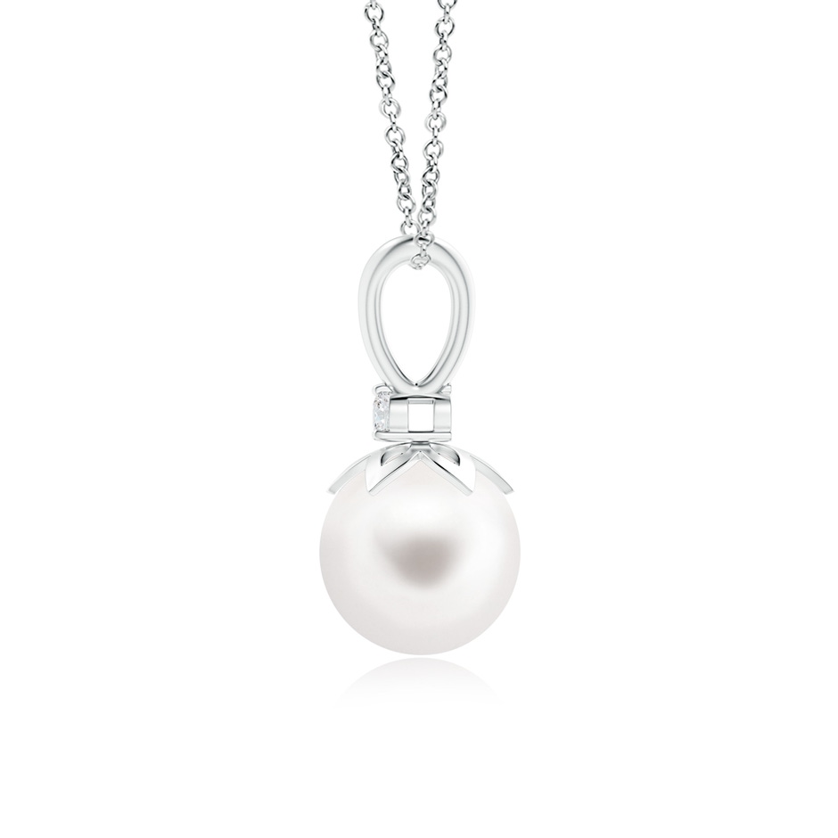 8mm AA Freshwater Pearl V-Bale Pendant with Diamond in White Gold product image