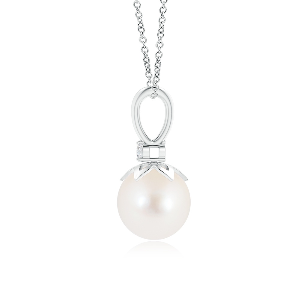 8mm AAA Freshwater Pearl V-Bale Pendant with Diamond in S999 Silver Product Image