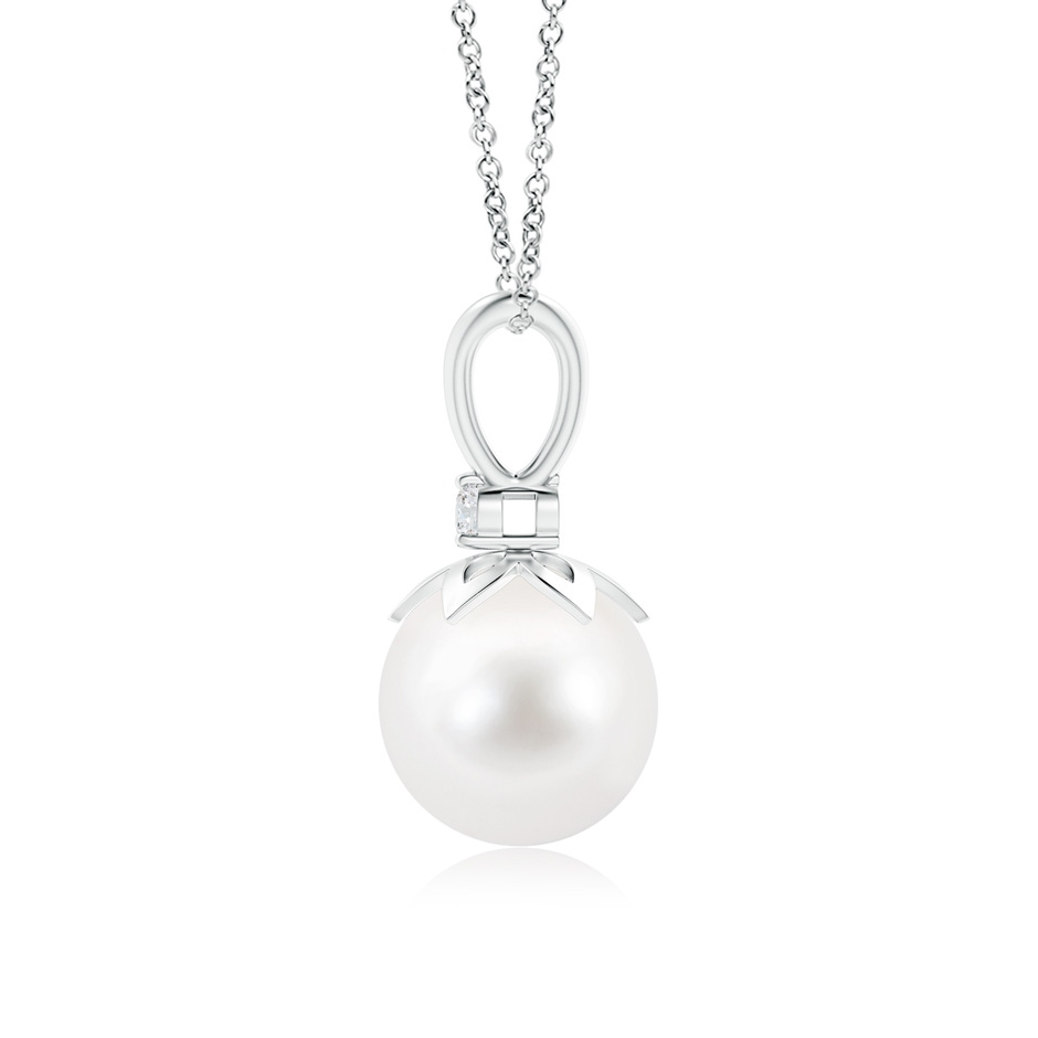 9mm AA Freshwater Pearl V-Bale Pendant with Diamond in White Gold product image