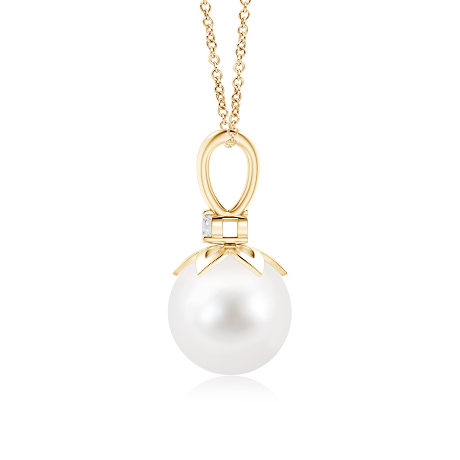 9mm AA Freshwater Pearl V-Bale Pendant with Diamond in Yellow Gold product image