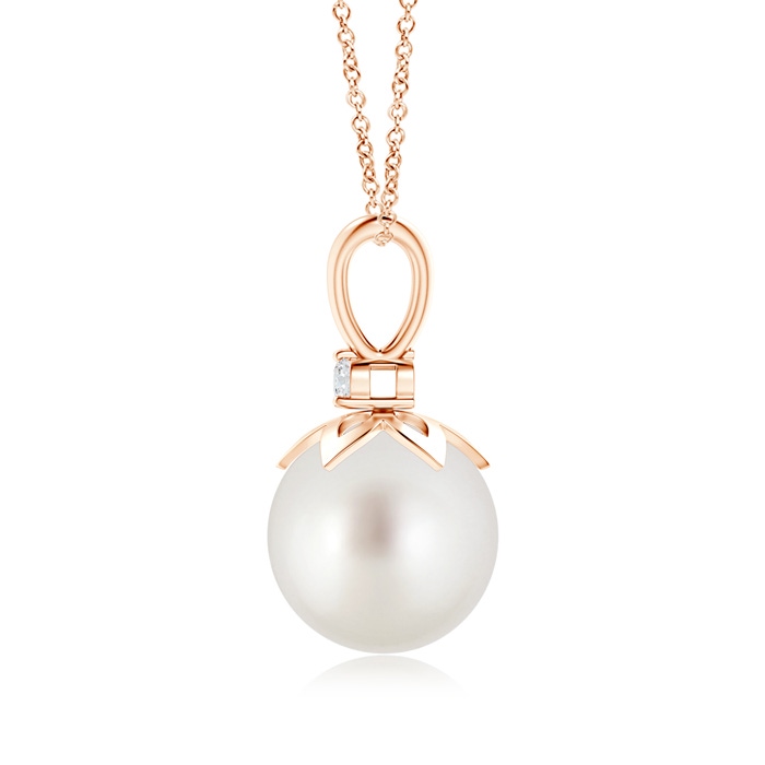 10mm AAA South Sea Pearl V-Bale Pendant with Diamond in Rose Gold product image