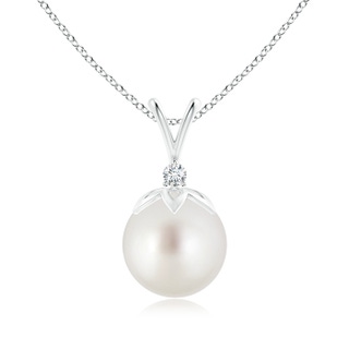 10mm AAA South Sea Pearl V-Bale Pendant with Diamond in S999 Silver