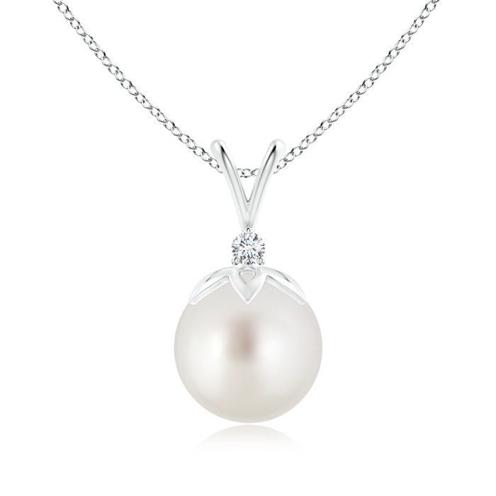 10mm AAA South Sea Pearl V-Bale Pendant with Diamond in S999 Silver 