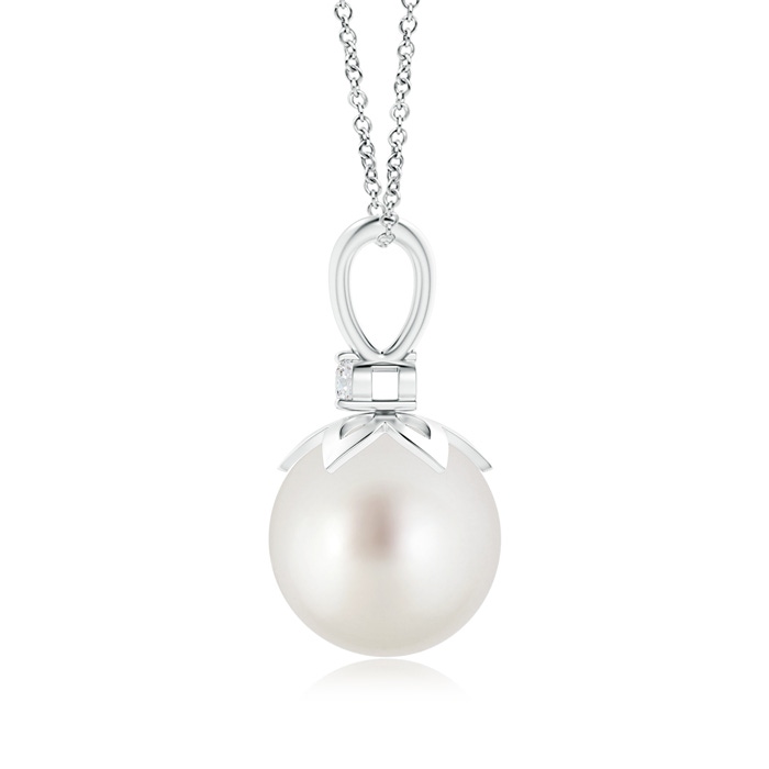 10mm AAA South Sea Pearl V-Bale Pendant with Diamond in S999 Silver product image