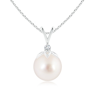 10mm AAAA South Sea Pearl V-Bale Pendant with Diamond in S999 Silver