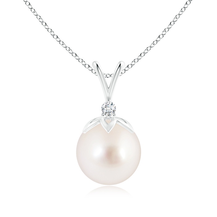 10mm AAAA South Sea Pearl V-Bale Pendant with Diamond in S999 Silver 