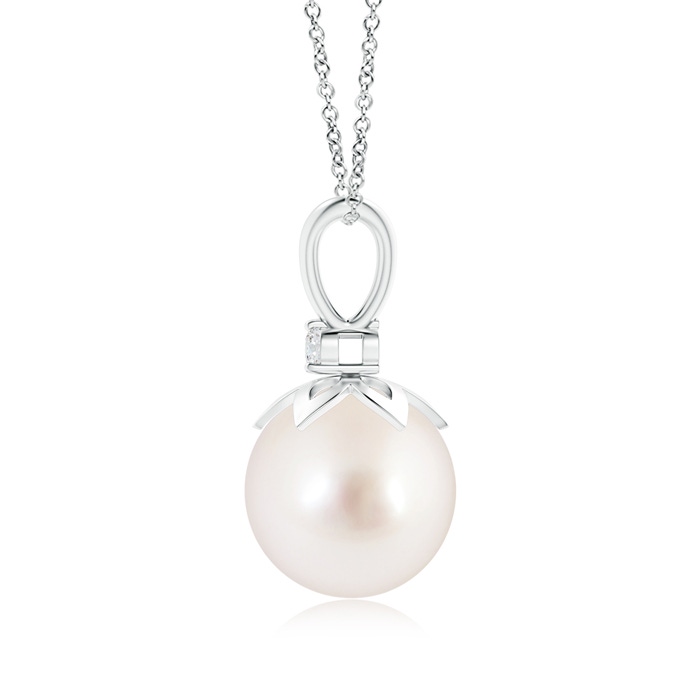 10mm AAAA South Sea Pearl V-Bale Pendant with Diamond in White Gold Product Image