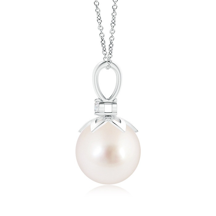 10mm AAAA South Sea Pearl V-Bale Pendant with Diamond in White Gold product image