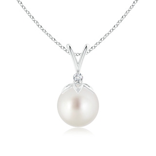 9mm AAA South Sea Pearl V-Bale Pendant with Diamond in S999 Silver