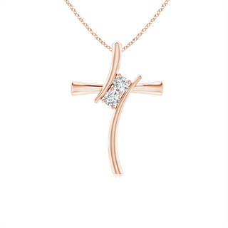 2.7mm GVS2 Two Stone Diamond Bypass Cross Pendant in Rose Gold