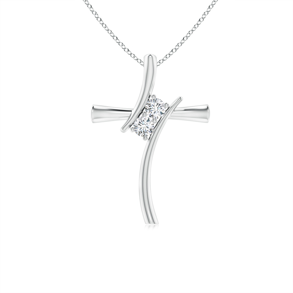 2.7mm GVS2 Two Stone Diamond Bypass Cross Pendant in S999 Silver