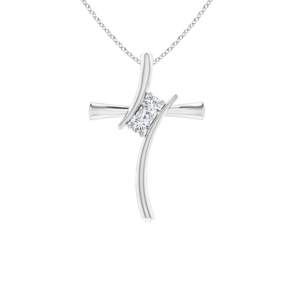 2.7mm GVS2 Two Stone Diamond Bypass Cross Pendant in S999 Silver 