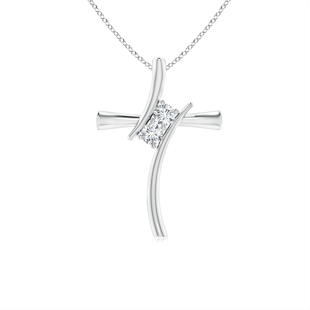 2.7mm GVS2 Two Stone Diamond Bypass Cross Pendant in White Gold