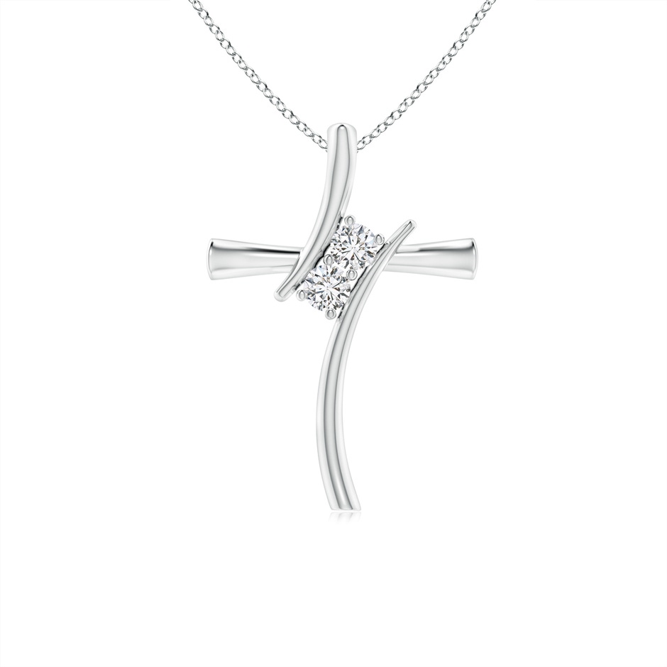 2.7mm HSI2 Two Stone Diamond Bypass Cross Pendant in S999 Silver 