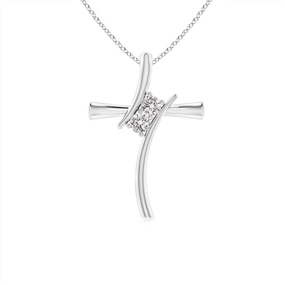 2.7mm IJI1I2 Two Stone Diamond Bypass Cross Pendant in S999 Silver 