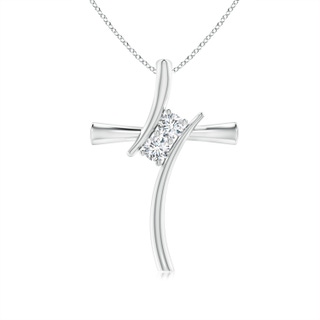 3.2mm GVS2 Two Stone Diamond Bypass Cross Pendant in P950 Platinum