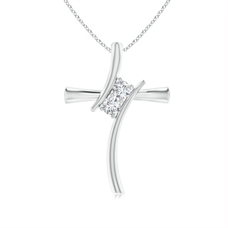 3.2mm GVS2 Two Stone Diamond Bypass Cross Pendant in White Gold