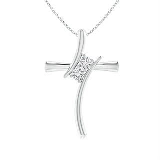 3.2mm HSI2 Two Stone Diamond Bypass Cross Pendant in White Gold