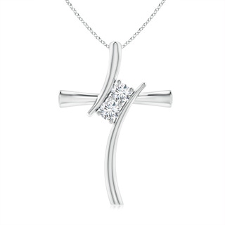 3.5mm GVS2 Two Stone Diamond Bypass Cross Pendant in S999 Silver