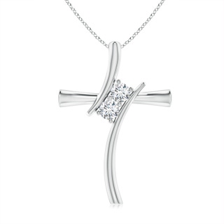 3.5mm GVS2 Two Stone Diamond Bypass Cross Pendant in White Gold