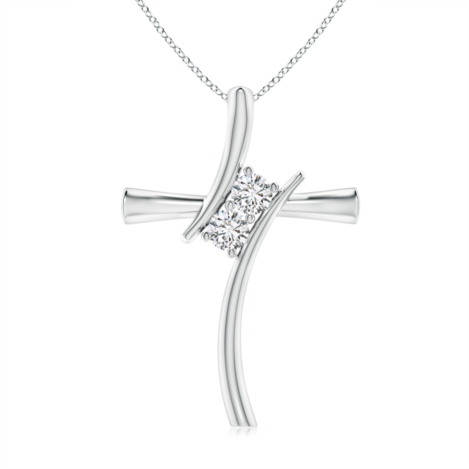 3.5mm HSI2 Two Stone Diamond Bypass Cross Pendant in White Gold 