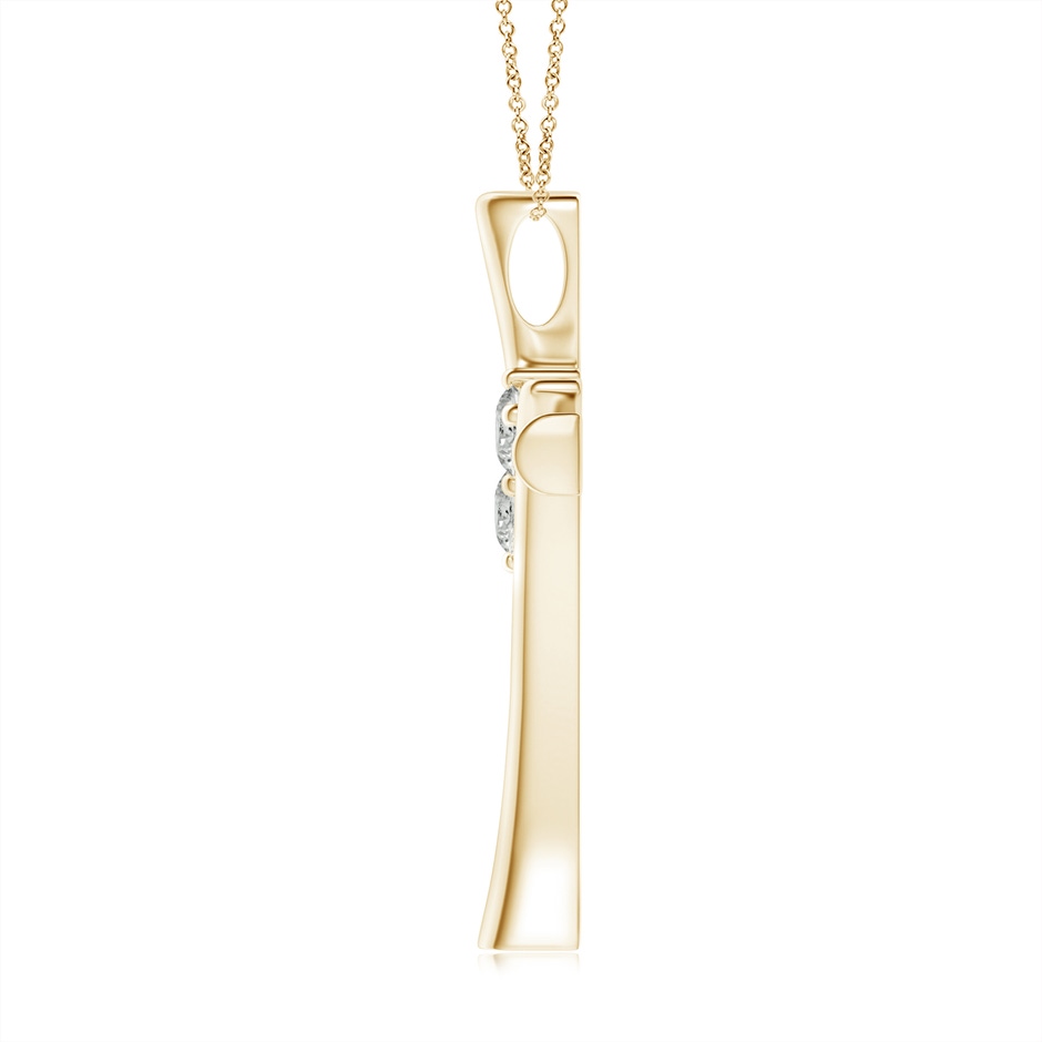 3.5mm KI3 Two Stone Diamond Bypass Cross Pendant in Yellow Gold side-1
