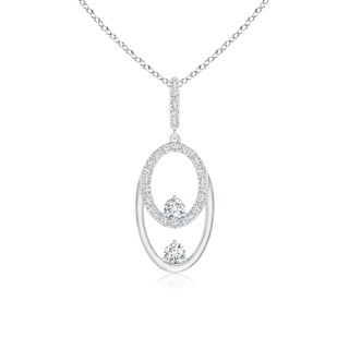 2.5mm GVS2 Two Stone Diamond Oval Frame Pendant in White Gold