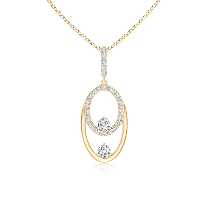 2.5mm GVS2 Two Stone Diamond Oval Frame Pendant in Yellow Gold 
