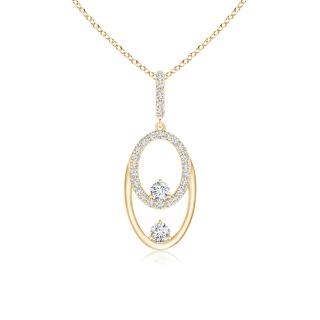2.5mm GVS2 Two Stone Diamond Oval Frame Pendant in Yellow Gold