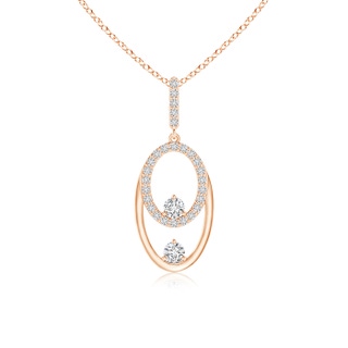 2.5mm HSI2 Two Stone Diamond Oval Frame Pendant in Rose Gold