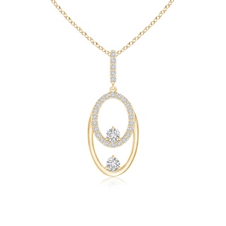 2.5mm HSI2 Two Stone Diamond Oval Frame Pendant in Yellow Gold