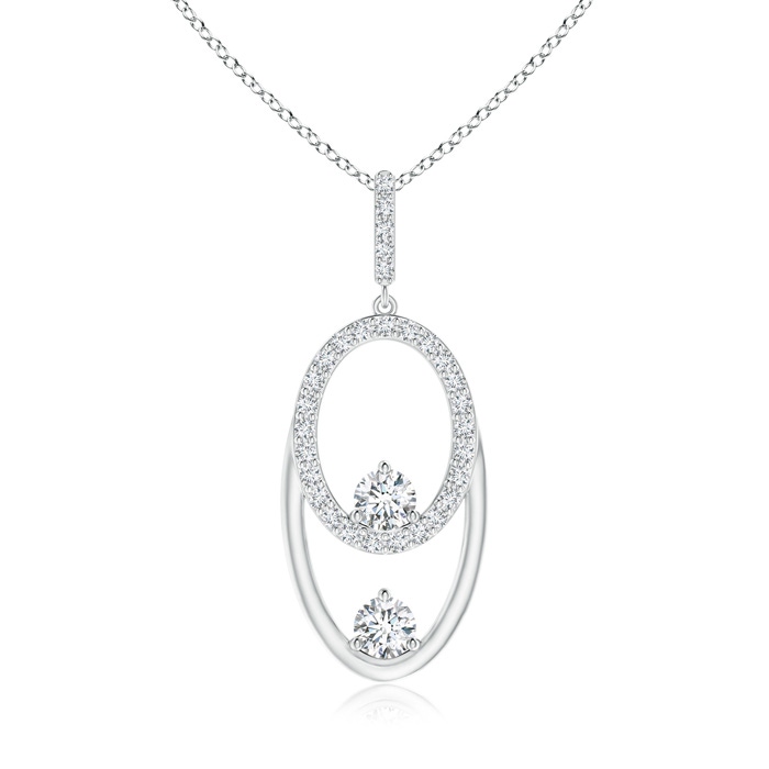 3.3mm GVS2 Two Stone Diamond Oval Frame Pendant in White Gold