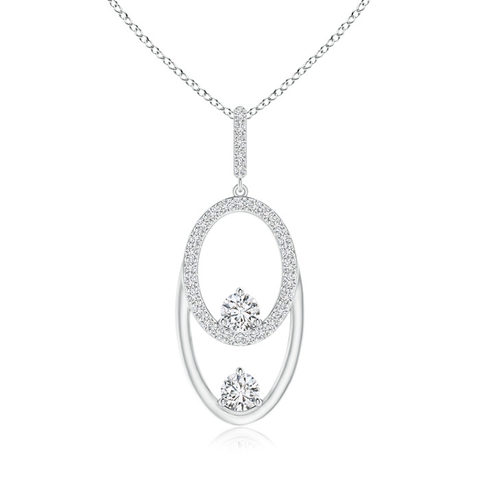 3.3mm HSI2 Two Stone Diamond Oval Frame Pendant in White Gold