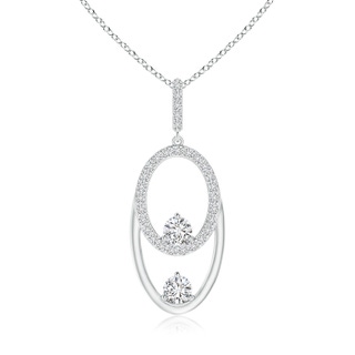 3.3mm HSI2 Two Stone Diamond Oval Frame Pendant in White Gold
