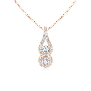 2.5mm GVS2 Two Stone Floating Diamond Drop Pendant in Rose Gold