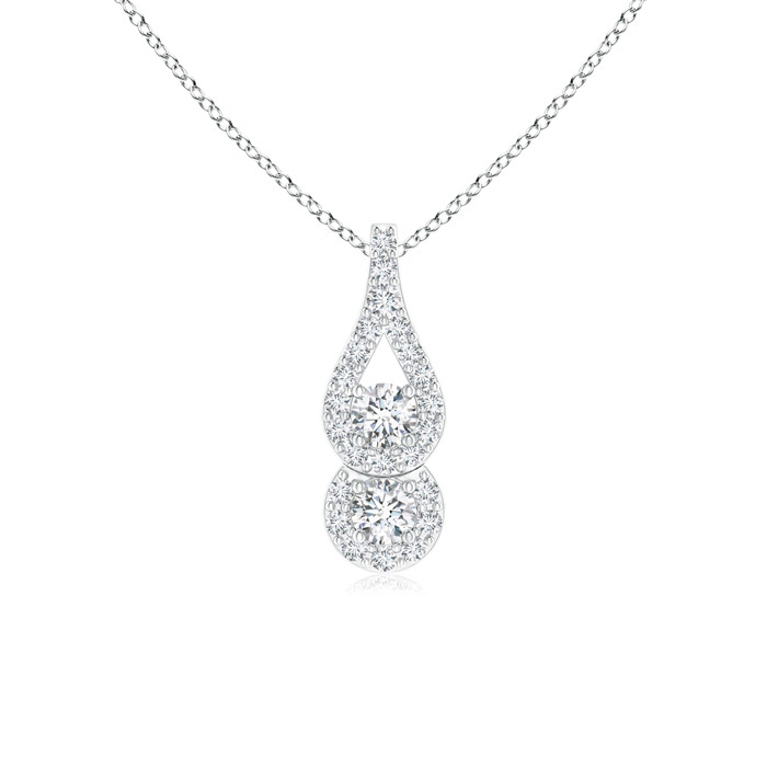 2.5mm GVS2 Two Stone Floating Diamond Drop Pendant in White Gold 