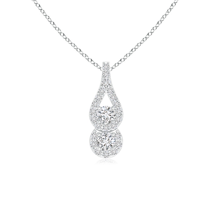 2.5mm HSI2 Two Stone Floating Diamond Drop Pendant in White Gold
