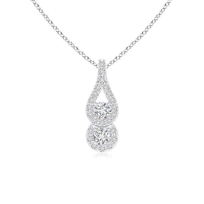 2.5mm HSI2 Two Stone Floating Diamond Drop Pendant in White Gold 