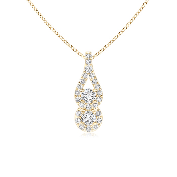 2.5mm HSI2 Two Stone Floating Diamond Drop Pendant in Yellow Gold 