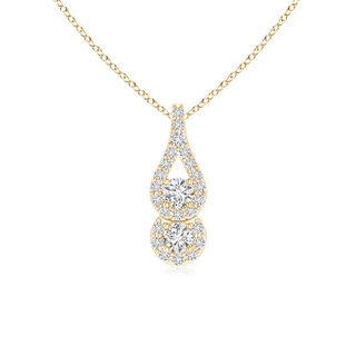 2.5mm HSI2 Two Stone Floating Diamond Drop Pendant in Yellow Gold