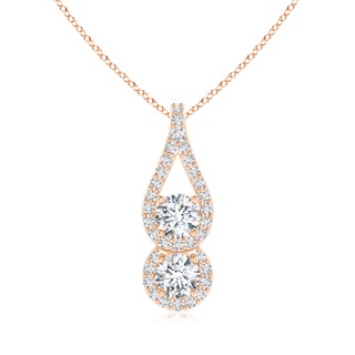 3.7mm GVS2 Two Stone Floating Diamond Drop Pendant in Rose Gold