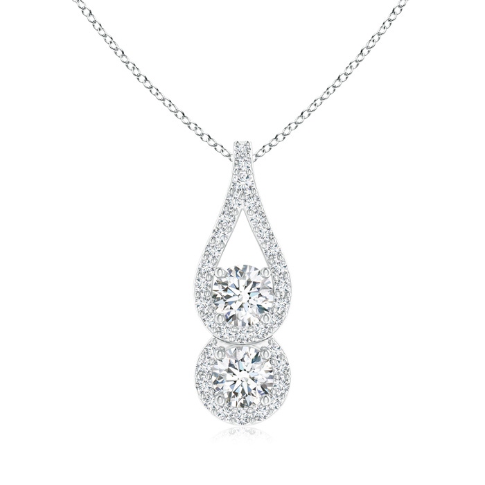 3.7mm GVS2 Two Stone Floating Diamond Drop Pendant in White Gold